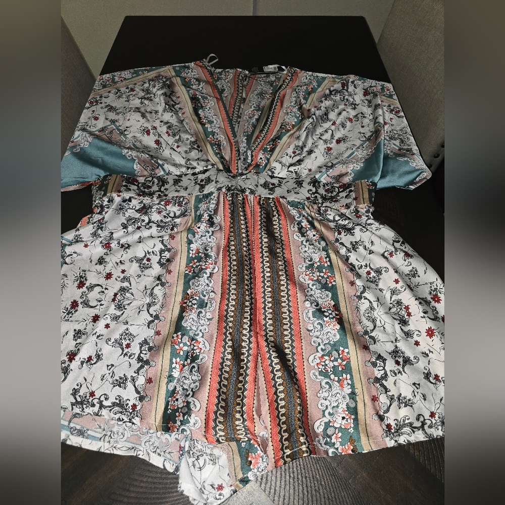 Take A Chance Satin Romper - Sage/combo